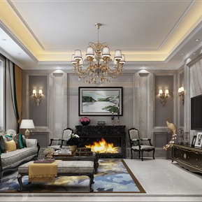 简欧 客厅 古典 客餐厅