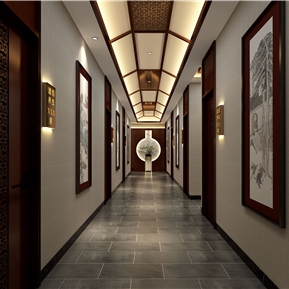 新中式 过道 洗浴足疗会所过道