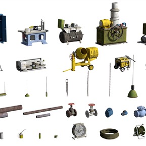 工业LOFT  设备 机器设备矿灯扇链条铁链搅拌机