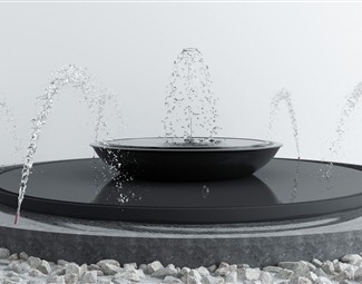 现代圆形喷水池3d模型下载