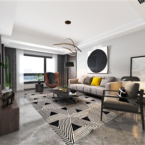 现代 客厅 客餐厅