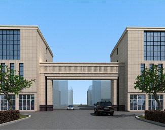 现代户外建筑大门3d模型下载-3d溜溜网