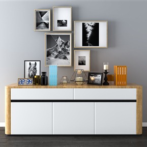 现代 电视柜 装饰柜 边柜 装饰画 装饰品组合