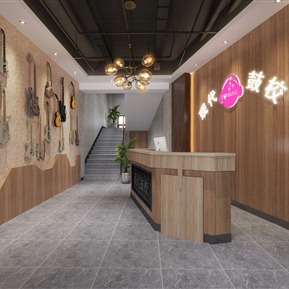 现代 前台 鼓校前台接待区 吉他店