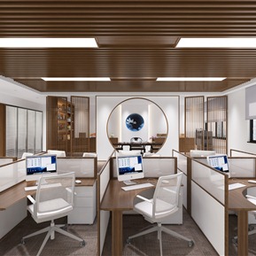 新中式 公共办公区 办公室 员工办公室 办公桌椅 办公用品 电脑桌椅