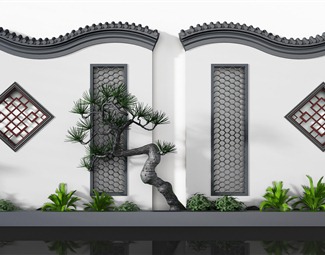 中式装饰盘翠竹清风3d模型