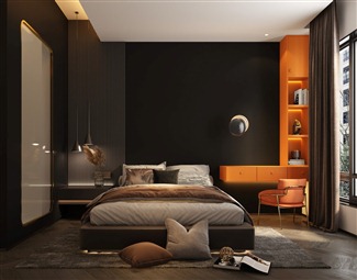 现代黑色系卧室