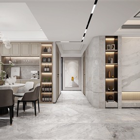 现代 餐厅 客餐厅过道