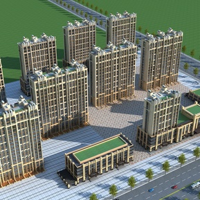 现代 住宅区 高层鸟瞰