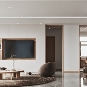 现代 客餐厅 原木