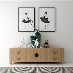 新中式 电视柜 装饰柜装饰品组合