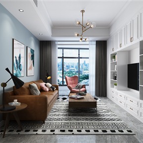 现代 客厅 客餐厅 厨房