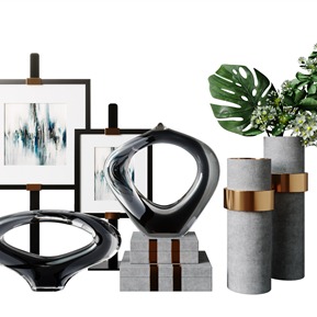 现代 摆件组合 镂空玻璃异形水晶摆件装饰摆件组合