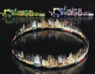 现代 夜景 环形城市背景