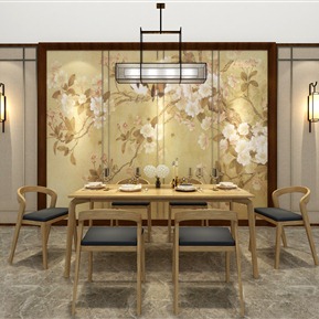 新中式 餐桌椅组合 桌椅组合