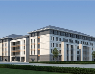 新中式学校食堂建筑外观3d模型下载-3d溜溜网