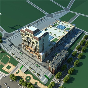 欧式 鸟瞰图 商场办公楼