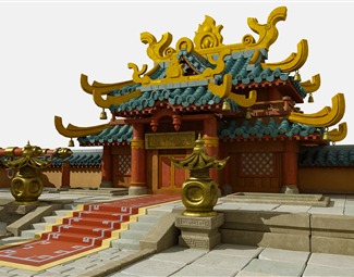 中式 卡通建筑 寺庙