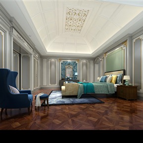 美式 卧室 主卧书房