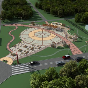 现代 广场 超细广场布景导入直接用