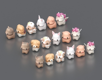 现代 玩具 动物 卡通动物 版动物 手绘动物 森林小动物 小狗 小猫 小兔子