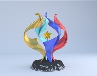 现代 城市雕塑 丝之花