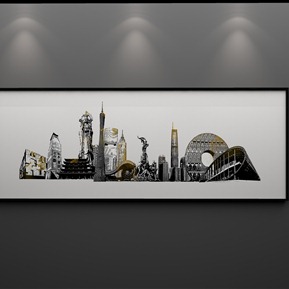 现代 建筑画 城市背景画