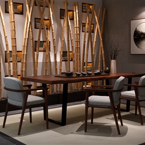 新中式 茶室 餐厅餐桌组合