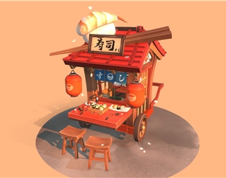 中式卡通食品车