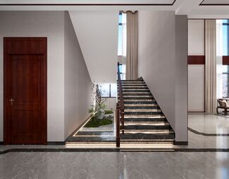 新中式楼梯景观小品3d模型下载