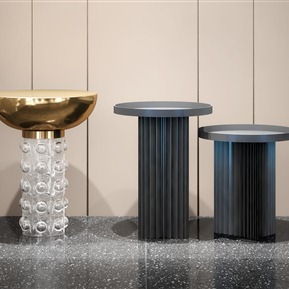 现代 圆几 金属圆边几角几组合