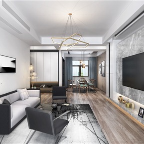 轻奢 客餐厅 黑白色调客餐厅