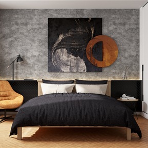 现代 背景双人床