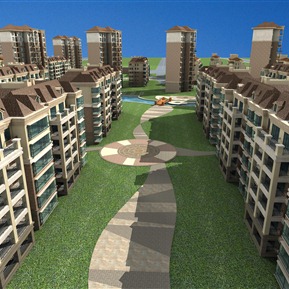 欧式 住宅区 小区住宅楼鸟瞰