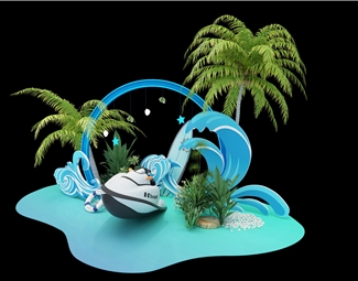 现代 美陈 夏日沙滩海滩美陈