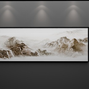 新中式 风景画 水墨山水意境景横幅装饰画