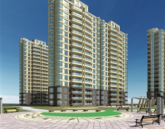现代 住宅区 高层住宅 住宅内景透视 住宅 住宅透