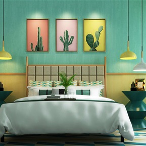 现代 背景双人床 双人床