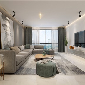 现代 客餐厅 客厅 餐厅 阳台