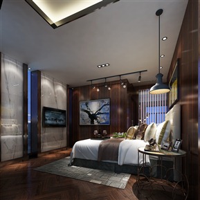 现代 卧室 走廊主卧楼梯间