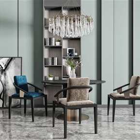 现代 餐桌椅组合 圆形餐桌椅