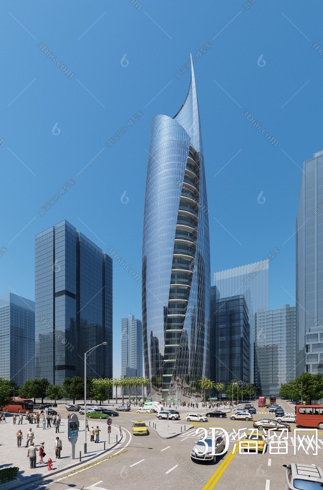 现代办公大厦3d模型下载