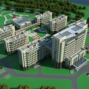 欧式 医院建筑 医院鸟瞰住院处