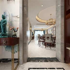 新中式 玄关 全景入户