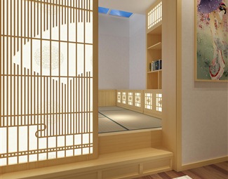日式日式原木卧室