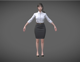 现代 女人 姿势女式商务套装游戏资产