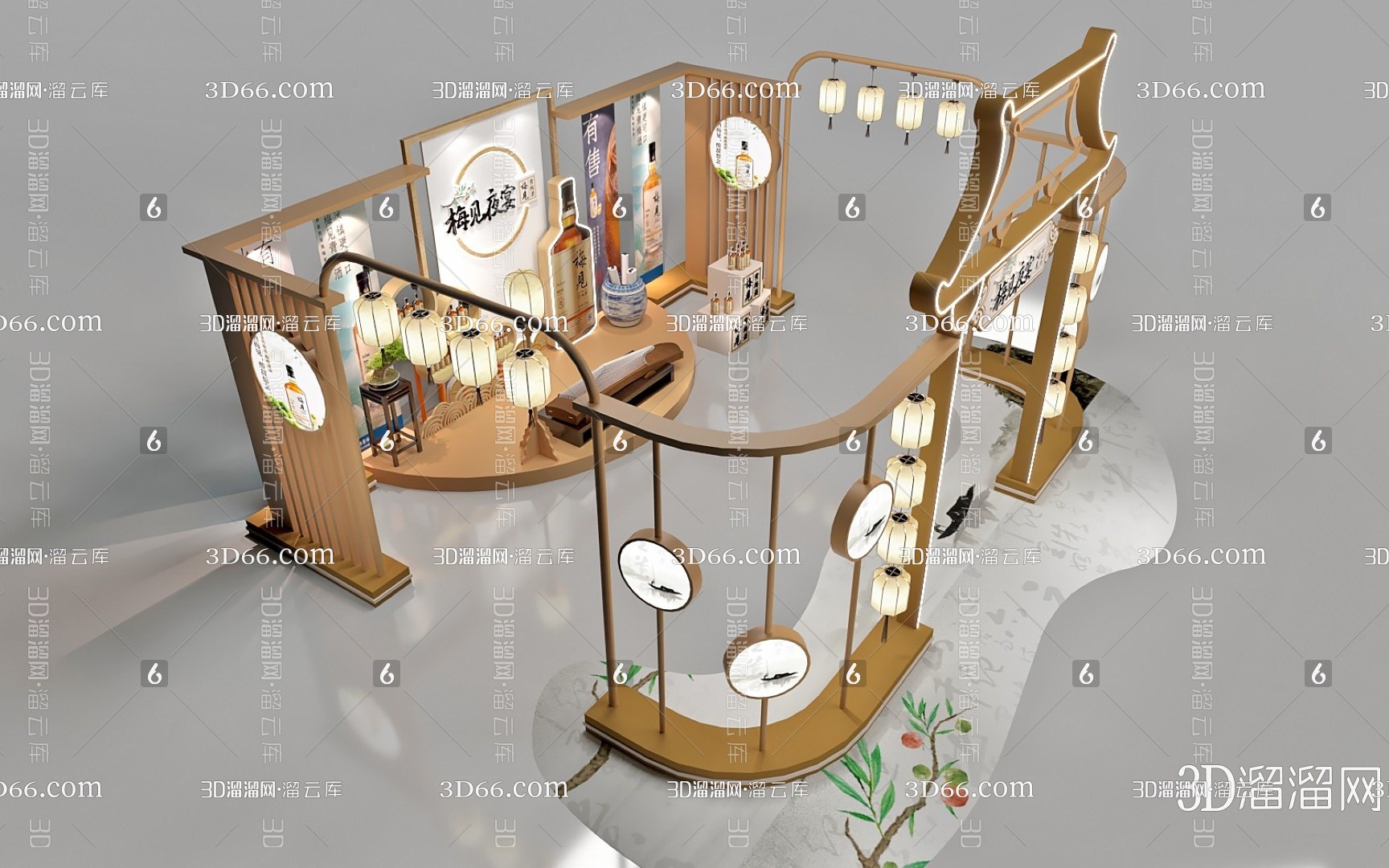【新中式美陈3D模型】-3D新中式美陈3d模型下载-溜溜IDFCH77384671070600-免费3Dmax模型库_3d溜溜网