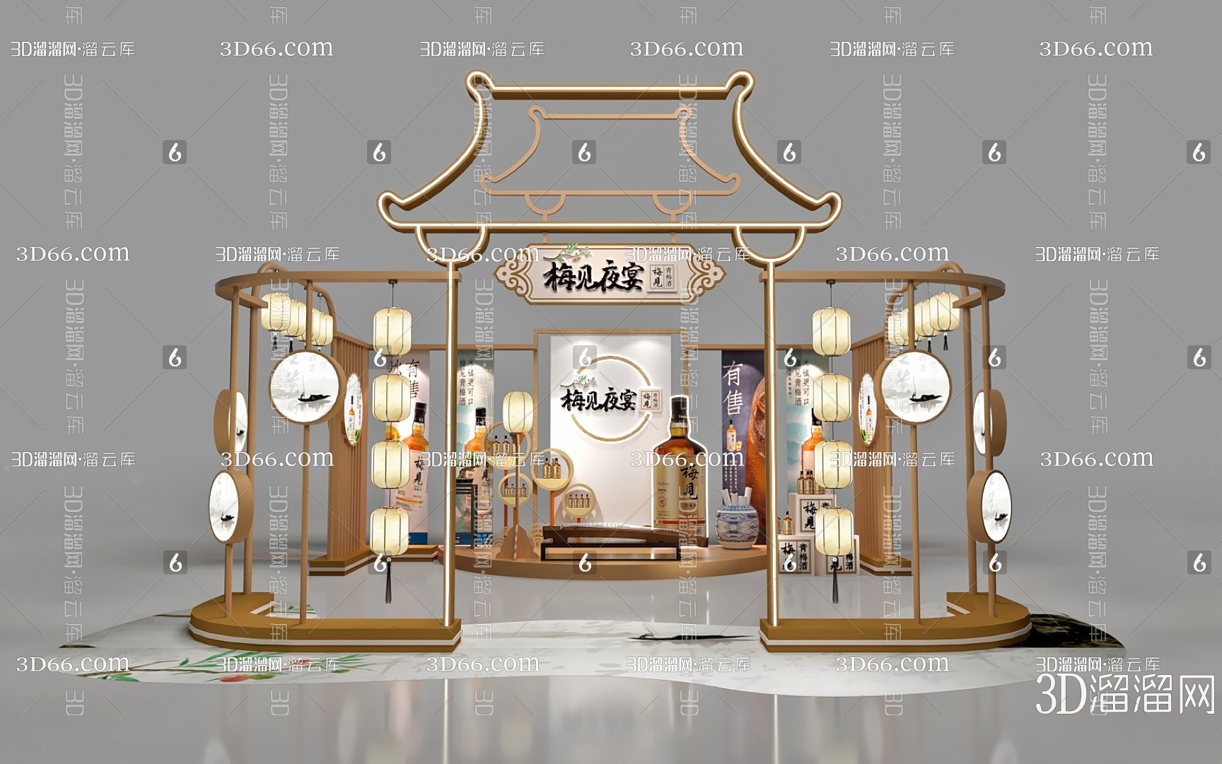 【新中式美陈3D模型】-3D新中式美陈3d模型下载-溜溜IDFCH77384671070600-免费3Dmax模型库_3d溜溜网-花瓣网