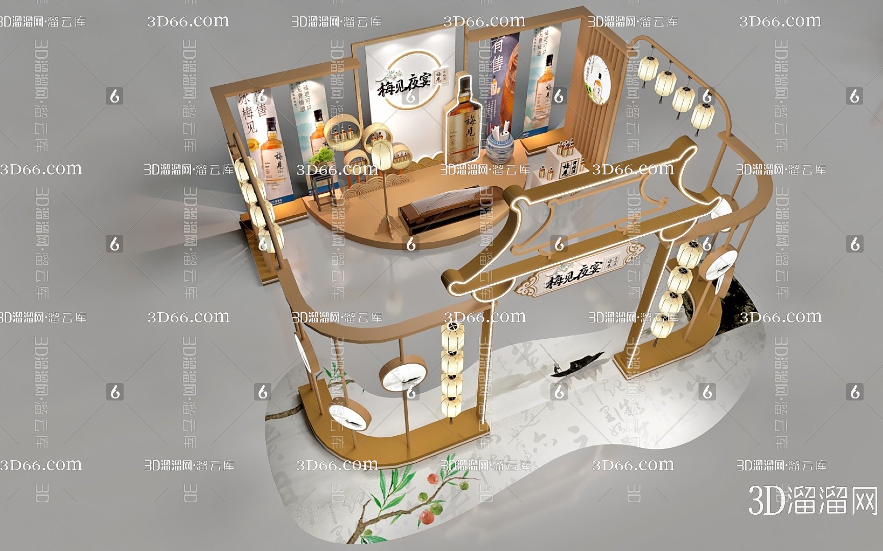 【新中式美陈3D模型】-3D新中式美陈3d模型下载-溜溜IDFCH77384671070600-免费3Dmax模型库_3d溜溜网-花瓣网