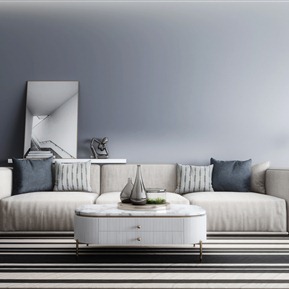 现代 三人沙发 沙发茶几组合落地灯